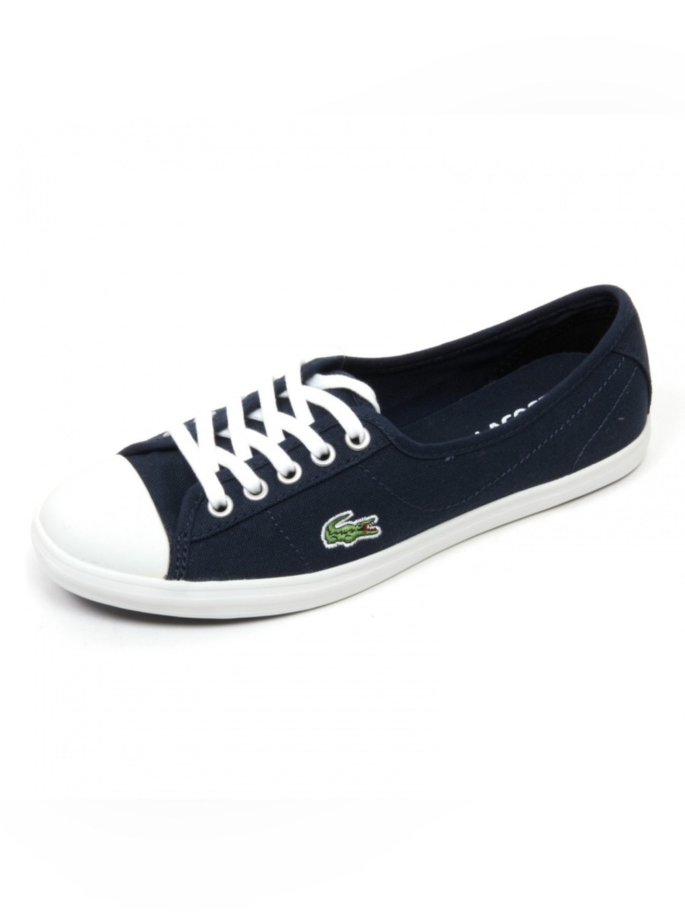 Lacoste Sport Women's Navy and White Canvas Lace-Up Sneaker